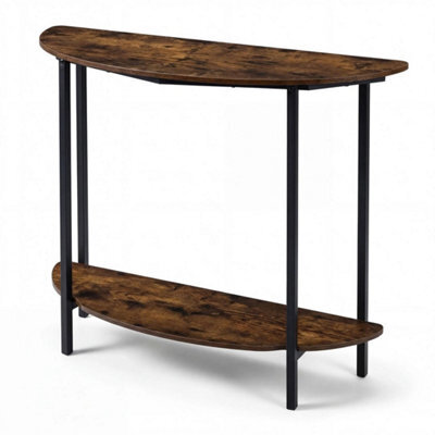 Industrial Half Moon Sofa Table Built With Open Storage Shelving - image 1