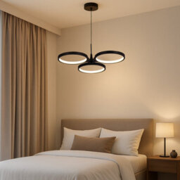 Harper Living Led Pendant Light, Modern Ceiling Lamp With 3 Dimmable Circular Rings, Adjustable Height, Black Finish - thumbnail 1