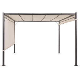 Beliani Pergola Beige 310 X 310 Cm With Powder-Coated Steel Frame And Solar Leds - thumbnail 4