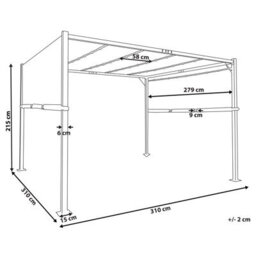 Beliani Pergola Beige 310 X 310 Cm With Powder-Coated Steel Frame And Solar Leds - thumbnail 3