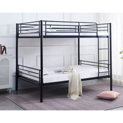 Reinforced Beds Anmer Quad Bunk Bed, 4Ft (Small Double), Reinforced Welded Mesh Base, Black, Reversible Ladder, Metal Bunk Bed - image 1