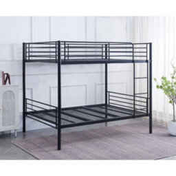 Reinforced Beds Anmer Quad Bunk Bed, 4Ft (Small Double), Reinforced Welded Mesh Base, Black, Reversible Ladder, Metal Bunk Bed - thumbnail 2