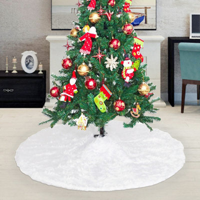 Neel Blue Velvet Christmas Tree Skirts Base Cover For Small Xmas Tree Base, White - image 1