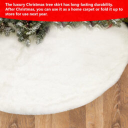 Neel Blue Velvet Christmas Tree Skirts Base Cover For Small Xmas Tree Base, White - thumbnail 2