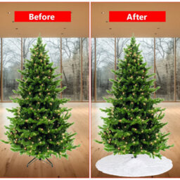 Neel Blue Velvet Christmas Tree Skirts Base Cover For Small Xmas Tree Base, White - thumbnail 6