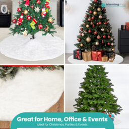 Neel Blue Velvet Christmas Tree Skirts Base Cover For Small Xmas Tree Base, White - thumbnail 9