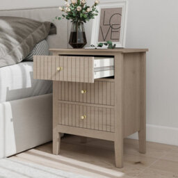 Melody Maison Pair Of 3 Drawer Bedside Tables - Hales Pale Wood Range - thumbnail 3