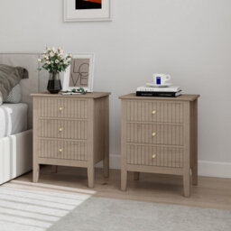 Melody Maison Pair Of 3 Drawer Bedside Tables - Hales Pale Wood Range - thumbnail 2