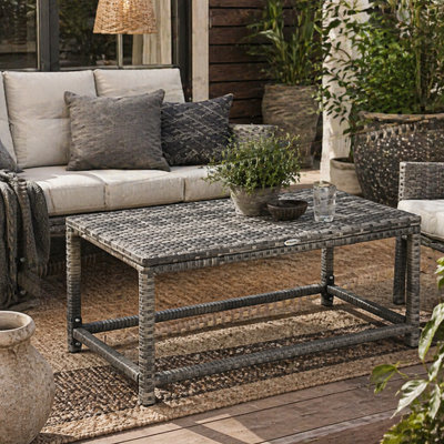 Wyld Haus Vemiro Mixed Grey Rattan Rectangular Outdoor Coffee Table - L80 X D40 X H43 Cm - image 1
