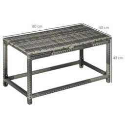 Wyld Haus Vemiro Mixed Grey Rattan Rectangular Outdoor Coffee Table - L80 X D40 X H43 Cm - thumbnail 3