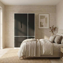 Urbn-Living Urbnliving 3 Door Wardrobe With 4 Drawers Wooden Bedroom Storage Cupboard With Hanging Rail For Clothes - White Unit & Black Doo - thumbnail 4