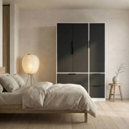 Urbn-Living Urbnliving 3 Door Wardrobe With 4 Drawers Wooden Bedroom Storage Cupboard With Hanging Rail For Clothes - White Unit & Black Doo - thumbnail 6