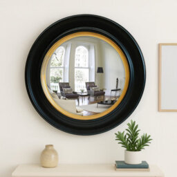 Agenzia 14 Large Round Black And Gold Convex Mirror - thumbnail 1