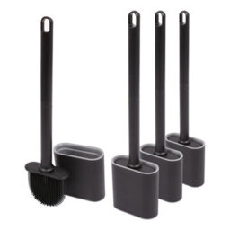 Harbour Housewares Wall-Mounted Toilet Brushes And Holders Set - Black - Pack Of 4 - thumbnail 1