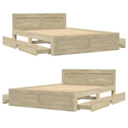 Berkfield Bed Frame With Headboard Without Mattress Sonoma Oak 120X200 Cm - thumbnail 8