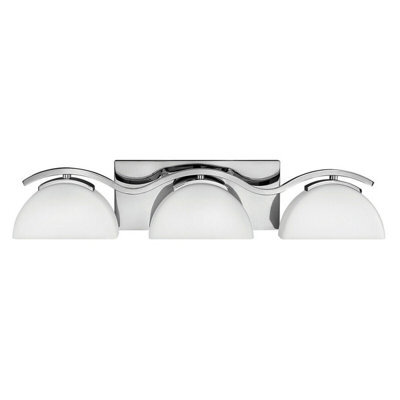 Stylish Ip44 3 Bulb Wall Light With Etched Opal Glass And Chrome Finish