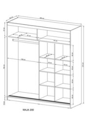 Arte Elegant Maja Iii Sliding Door Wardrobe H2140mm W2000mm D620mm In White - Luxurious Storage Solution With Mirrored Accents - thumbnail 3