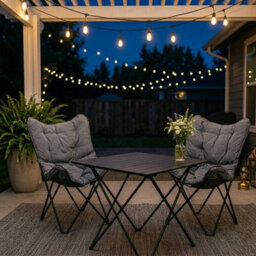 Urbn-Living 3 Piece Camping Furniture Set Folding Chairs & Table Grey Portable Outdoor Picnic Set - thumbnail 4