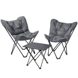 Urbn-Living 3 Piece Camping Furniture Set Folding Chairs & Table Grey Portable Outdoor Picnic Set - thumbnail 1
