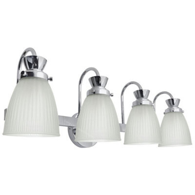 Long Life Lamps Company Modern 4 Bathroom Wall Light Chrome Ip44 Frosted Glass H3085 With G9 Led 5W Warm White - image 1