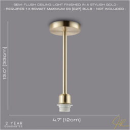 Happy Homewares Classic Satin Gold Ceiling Light Fixture To Showcase Lamp Shades - thumbnail 6
