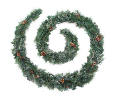 Best Artificial 12Ft Frosted Colorado Christmas Garland Bannister Fireplace Staircase - image 1