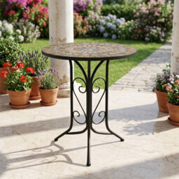 Outdoor Mosaic Bistro 60Cm Ceramic Round Table Side Bar Patio Garden Furniture - thumbnail 4