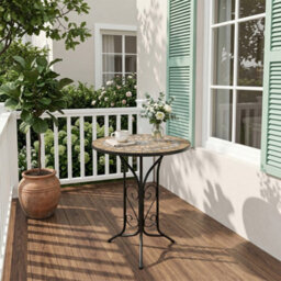 Outdoor Mosaic Bistro 60Cm Ceramic Round Table Side Bar Patio Garden Furniture - thumbnail 5