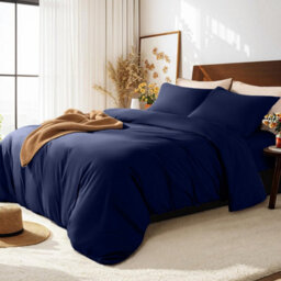 Aspire Homeware Navy Duvet Cover Set, Soft Microfiber & Reversible, Double (L)200Cm X (W)200Cm - thumbnail 5