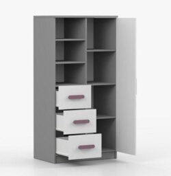 Arte Elegant Grey And White Sideboard H1600mm W800mm D400mm - Heather Handles For Soft Interiors - thumbnail 3