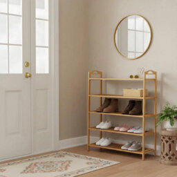 5-Tier Vertical Shoe Rack Bamboo Shoe Stand Storage Organizer For Hallway - thumbnail 5