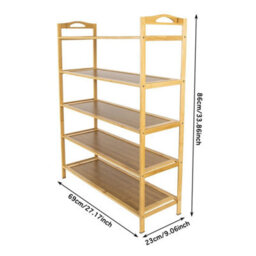 5-Tier Vertical Shoe Rack Bamboo Shoe Stand Storage Organizer For Hallway - thumbnail 2
