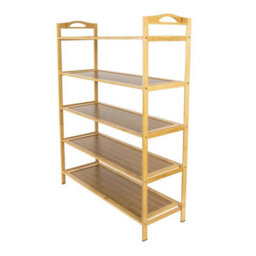5-Tier Vertical Shoe Rack Bamboo Shoe Stand Storage Organizer For Hallway - thumbnail 1