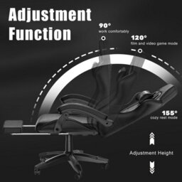 Onemill Ergonomic Gaming Chair With With Footrest, Height-Adjustable Office & Computer Chair(Black) - thumbnail 6