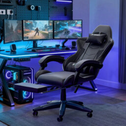 Onemill Ergonomic Gaming Chair With With Footrest, Height-Adjustable Office & Computer Chair(Black) - thumbnail 8