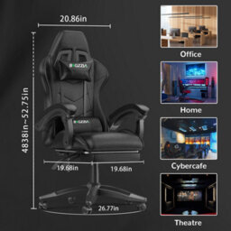 Onemill Ergonomic Gaming Chair With With Footrest, Height-Adjustable Office & Computer Chair(Black) - thumbnail 7