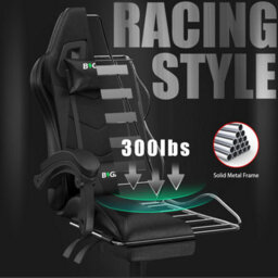 Onemill Ergonomic Gaming Chair With With Footrest, Height-Adjustable Office & Computer Chair(Black) - thumbnail 3