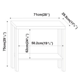 Urbn-Living Urbnliving 75Cm Height 2-Tier Wooden Narrow Console Side Rustic Brown Table Entryway Hallway Furniture Home Office Unit - thumbnail 4