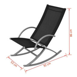 Berkfield Garden Rocking Chairs 2 Pcs Steel And Textilene Black - thumbnail 7