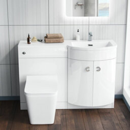 Nes Home 1100 mm Basin White Right Hand Vanity Unit And Wc Toilet Sink Cabinet Combination - thumbnail 3