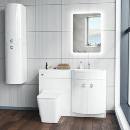 Nes Home 1100 mm Basin White Right Hand Vanity Unit And Wc Toilet Sink Cabinet Combination - thumbnail 4