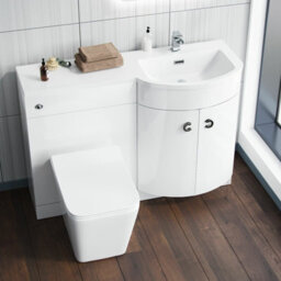 Nes Home 1100 mm Basin White Right Hand Vanity Unit And Wc Toilet Sink Cabinet Combination - thumbnail 1