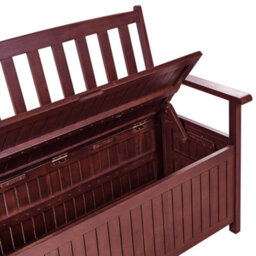 Beliani Garden Bench With Cushion Sovana 120 Cm With Storage Acacia Wood Red - thumbnail 9