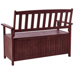 Beliani Garden Bench With Cushion Sovana 120 Cm With Storage Acacia Wood Red - thumbnail 7