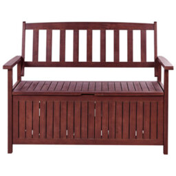 Beliani Garden Bench With Cushion Sovana 120 Cm With Storage Acacia Wood Red - thumbnail 4