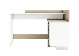 FurniComp LTD Furnicomp Lexi 3 Drawer Matt White And Oak Corner Office Desk With Hutch - thumbnail 3