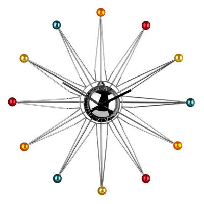 Orsina Multicoloured Plastic Balls Wall Clock, Round Clock With Vibrant Hour Ends, Decorative Clocks Display - image 1