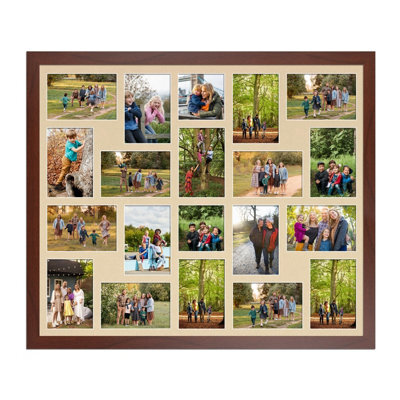 AK Frames 80X70Cm Rose Wood Modern Multi Photo Frame With Ivory Mount - Holds 20 Apertures (18X) 6X4, (2X) 4X4 Photos - image 1