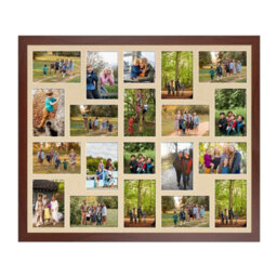 AK Frames 80X70Cm Rose Wood Modern Multi Photo Frame With Ivory Mount - Holds 20 Apertures (18X) 6X4, (2X) 4X4 Photos - thumbnail 1