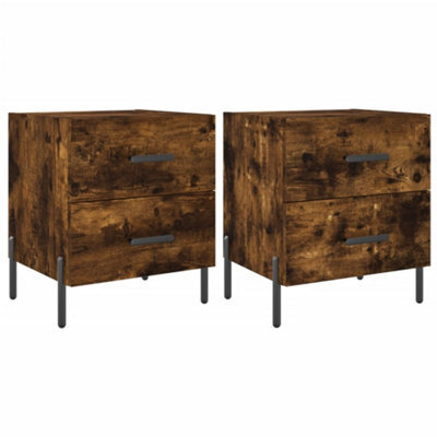 Berkfield Modern Bedside Cabinets 2 Pcs Smoked Oak 40X35X47.5 Cm Engineered Wood - image 1